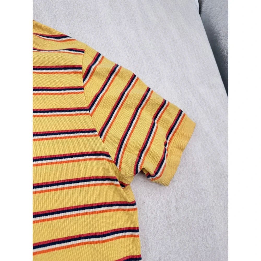 Polo Ralph Lauren Mens XL Short Sleeve Cotton Pique Polo Yellow Striped Preppy